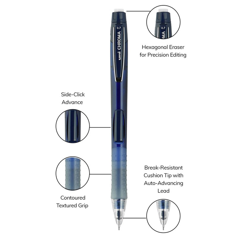 CHROMA Mechanical Pencil Starter Kit, 0.7mm, HB #2, Assorted Barrels,