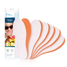 Foot Morning, Fresh Feet Happies, Foot Odour Insoles, Odour Absorbing Orange-Scented Shoe Inserts Comfort Inserts for Men & Women, Viscose Fibres & Latex Foam for Ultimate Sweat Absorption (4 UK)