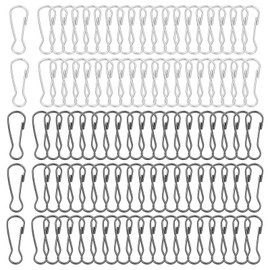PATIKIL Lanyard Hooks Flag Pole Clip, 100 Pcs 25x9.2x1.9mm Stainless Steel 304 Spring Snap Hook Metal Clips Clasp for Key Chain Key Rings ID Card Shower Curtain, Silver Black