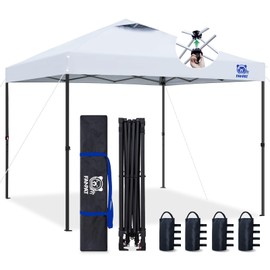 FANPAT 10x10 Pop Up Canopy Tent,300D Silver-Coating Top,1-Person Setup Commercial Heavy Duty Canopy Tent Instant Portable Shelter and Carry Bag, with 8 Stakes and 4 Weights (White)