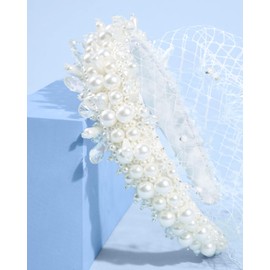 xo, Fetti Pearl Beaded Bridal Headband + Birdcage Veil | Bachelorette Party Hairpiece, Bridal Shower Accessory, Crystal Bridesmaid Gift, Wedding Headband, Engagement Accessory