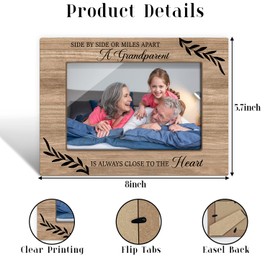 Side By Side Or Miles Apart A Grandparent Is Always Close To The Heart, Grandparents Picture Frames, Grandkids Photo Frame, Tabletop Photo Frame for Grandparents Gifts From Grandson Granddaughter-11