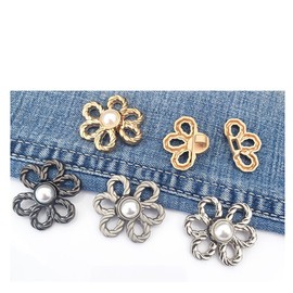 Pant Waist Tightener, 8 Sets Adjustable Flower Button for Jeans, Detachable Decorative Waist Buckles, Perfect Fit Tighten Waist Adjustment Instant Button Pins for Pants