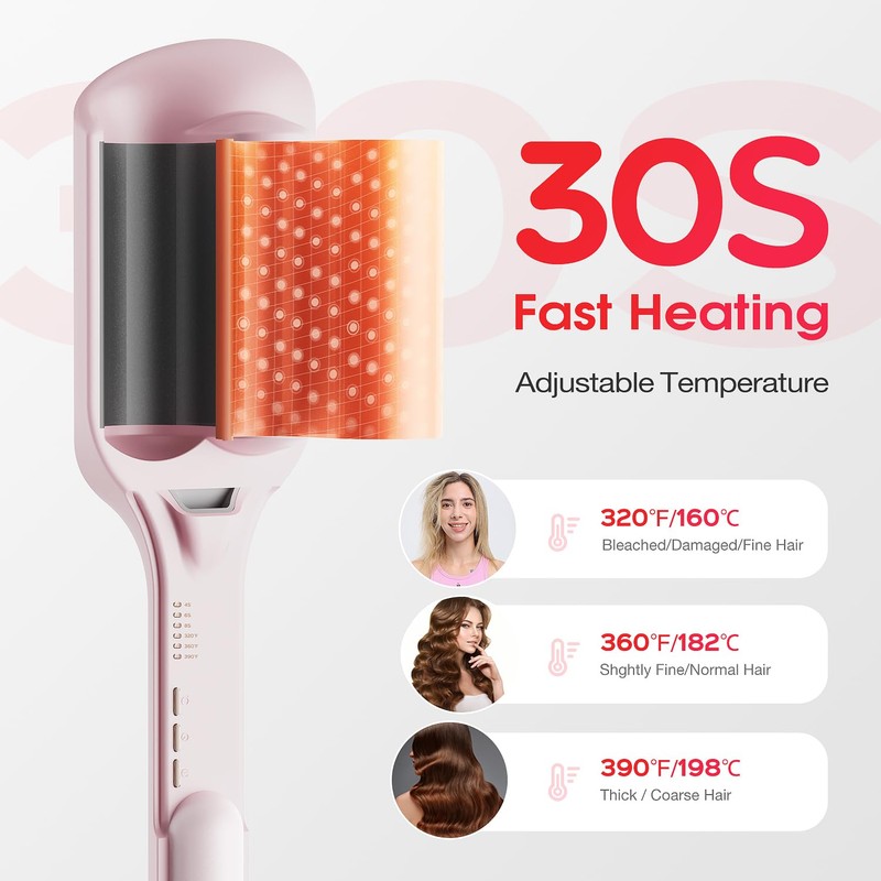 Waver Curling Iron LENA S12 Beach Waver Curling Wand, Hair