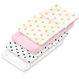 Changing Pad Cover Set | Cradle Bassinet Sheets/Change Table Covers for Boys & Girls | Super Soft 100% Jersey Knit Cotton | Grey and White | 150 gsm | 3 Pack