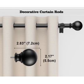Curtain Rods 211 Inch for Window 200 Inch, Adjustable Length Heavy Duty Decorative Finials Diameter 7/8 inch Black 16 ft