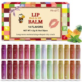 28 Pack Lip Balm natural Lip Balm Bulk with Vitamin E and Coconut Oil Lip Care Product Moisturizing Soothing Chapped Lips Bulk Party Favors for Women - 14 Flavors