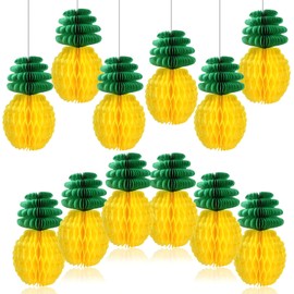 Kesote 12 Piezas Pompones para Jardín Decoración de Panal de Piña para Niños, Adecuados para Fiestas de Hawaiana y Cumpleaños