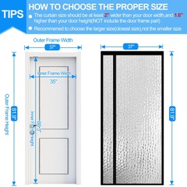 RELIANCER Magnetic Thermal Insulated Door Curtain,Waterproof EVA Door Cover,Left Right Side Opening,Fit Doors Size 35"x80",Self-Closing Insulated Doorway Curtain,Patio Auto Close Thermal Doors Screen