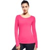 Womens Long Sleeve Workout Tops Dry Fit with Thumb Holes(Neon
