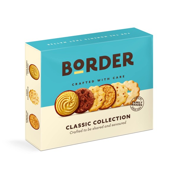 Border Biscuits - Classic Sharing Pack Gift Box - Premium Cookies - Includes Viennese Whirls, Butterscotch Crunch, Shortbread Rings & Much More, 400g