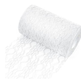 Table Runner Lace White 15 cm x 25 m Lace Fabric Decorative Table Runner Washable with Delicate Lace for Wedding Christening Communion Festive Decoration