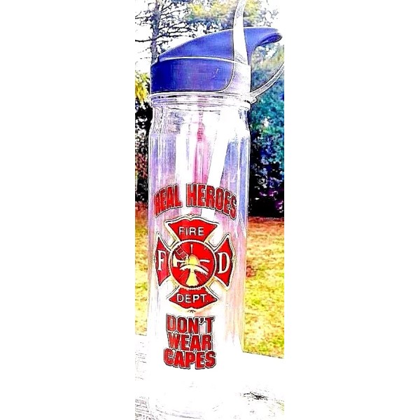 FIREFIGHTER Acrylic Water Bottle with FLIP TOP Drinking Spout -