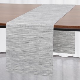 Myir JUN Table Runner, Vinyl Table Runner Indoor Arbitrarily Cropped Runner for Table Heatproof for Home Party (Silver, 12 x 94 inch)