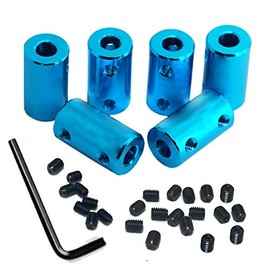 6Pack Treehobby Aluminium Alloy Shaft Coupling Rigid Stepper Motor Wheel Coupler Joint Connector for DIY Car Boat Airplane 3D Printers, 8mm to 8mm
