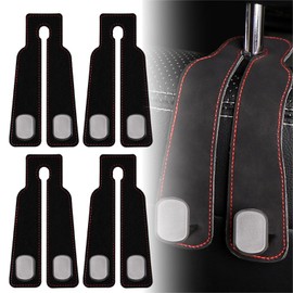 Sxutop Pack of 4 Car Seat Double Hooks Back Hooks Storage Hooks Car Universal Leather Car Seat Hook Car Seat Back Double Hooks Black Car Storage Hooks for Mobile Phones Purses and Handbags