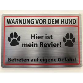 Tin Sign 20 x 30 cm Curved Warning of the Dog Warning Sign Decorative Gift Sign