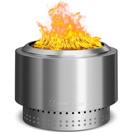 HongTaok 20 Inch Smokeless Fire Pit with Removable Ash Pan, Fire Pits for Outside Wood Burning, Portable Bonfire Outdoor Firepit, Waterproof Bag & Poker Included, Stainless Steel, Camping Backyard