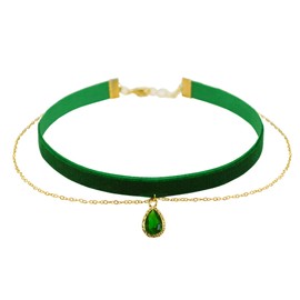 MOMOCAT Green Teardrop Velvet Choker Necklace for Women Goth Emo Chokers Gothic Jewelry Tatoo Choker Western Necklaces Victorian Vintage Necklace Accessories for Women