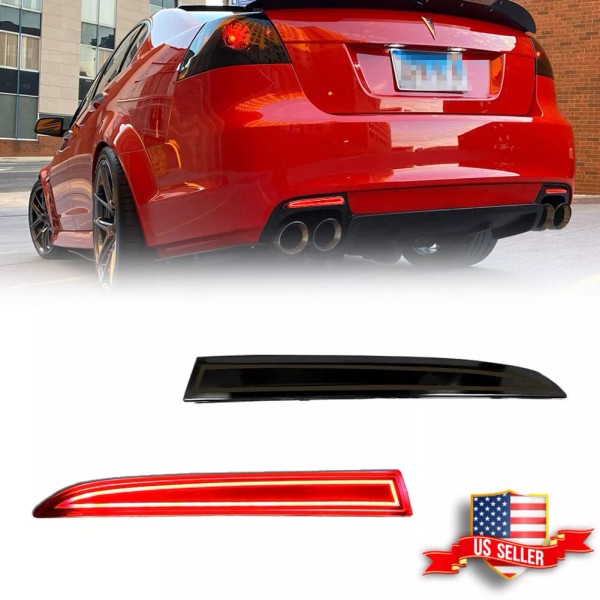 GTinthebox Smoked Rear Bumper Reflector 3D Red LED Tail Brake