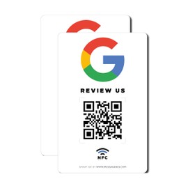 MESSAGENES Google Sticker with QR and NFC | Signs Rating NFC and QR Code | Pack of 2 Rectangular Units | Google Review | Ratings in 1 Click | Increases Ratings in Google Your Business