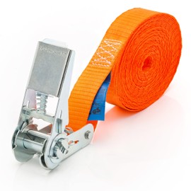 Lashing Strap with Ratchet 6 m x 25 mm White for Safe Stacking of Tumble Dryer and Washing Machine Lashing Strap with 800 daN Lashing Force Tie Down Straps Straps Attachment Bracket (Orange)