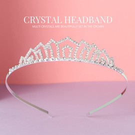Kilshye Silver Tiaras Headband Wedding Bridal Crowns Princess Rhinestone Hairband Costume Hair Accessories for Women and Girls