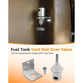 19-174 Fuel Tank Vent Roll Over Valve with Bracket Kit Remote Mount Rollover Check Valve Fit for Holley Sniper EFI Upgrade 5/16 Hose Barb (Silver)