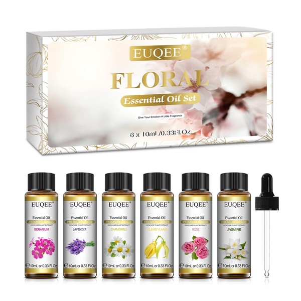 EUQEE Floral Essential Oils Set of 6 Pure Essential Oil