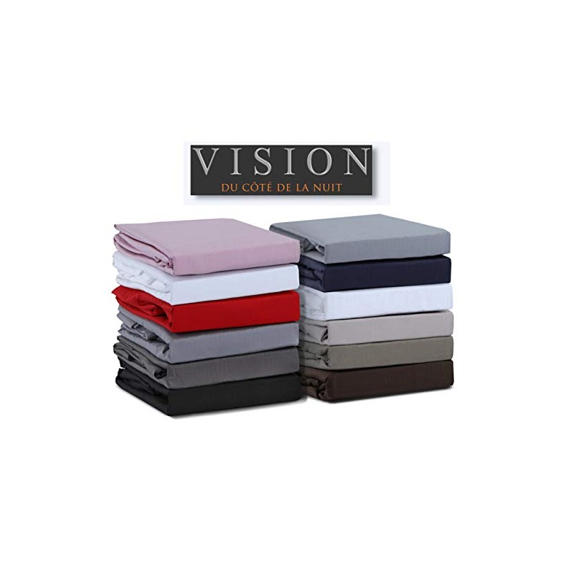 Vision Fitted sheet, 100% cotton, Pink, 160 x 200 cm