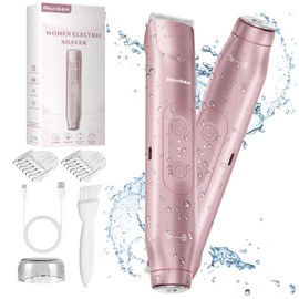 Akunbem Bikini Trimmer for Women - 2 in 1 Electric Razors for Women - Dual Head Electric Shaver - IPX7 Waterproof Wet & Dry Use Body Hair Trimmer and Facial Hair Remover for Bikini Underarm Leg Arm