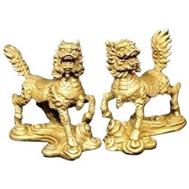 Qilin Small Pair Copper Feng Shui Goods