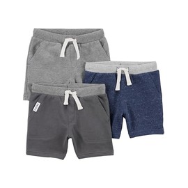 Simple Joys by Carter's baby-boys Multi-pack Knit Shorts, Navy Heather/Charcoal Heather/Grey, 4T