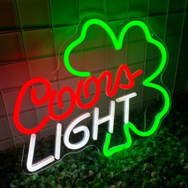 Shamrock St. Patrick's Day Beer Neon Sign for Wall Decor, St. Patrick's Day Decorations Led Light Up Sign USB Powered, Lucky Clover Decor for Room, Man Cave, Bar, Party Decor