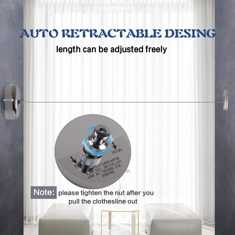 JHHSYU 2 Pcs Retractable Clothesline 304 Stainless Steel Durable with