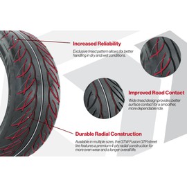 GTW Fusion GTR 20.5 Inch Radial Golf Cart Street Tire | 205/40-R14 | Steel Belted Radial Construction | Lift Kit Required | Universal Fitment for 14 Inch Wheels