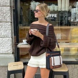 Roulens Crossbody Bags for Women,Multi Pocket Crossbody Purses Vegan Leather Shoulder Handbags Travel Purse Adjustable Strap