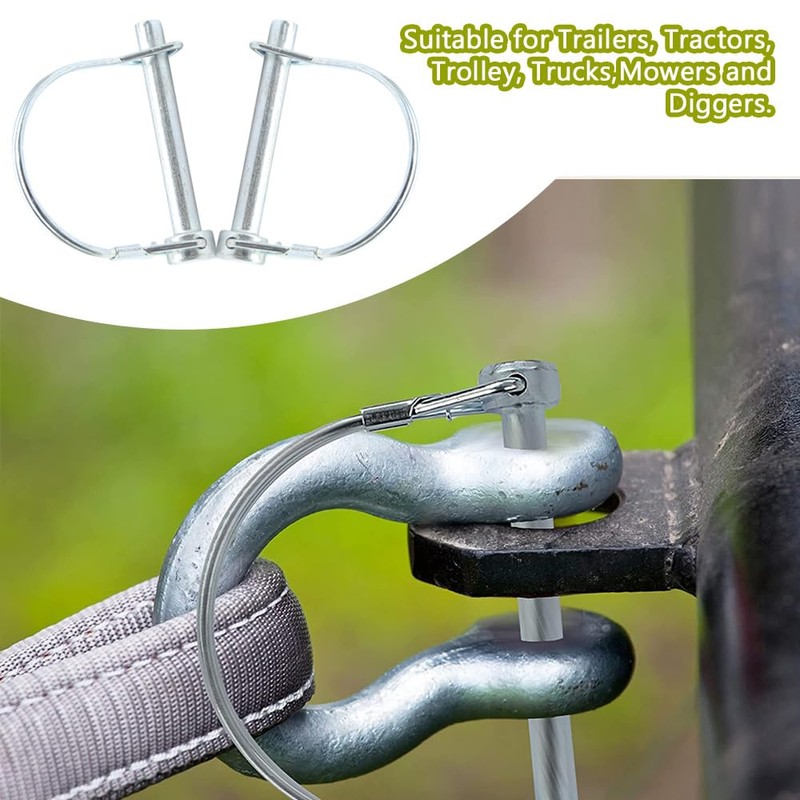 Ruidee 5 Pcs D-Shape 8x60mm Round Loop Wire Lock Pin