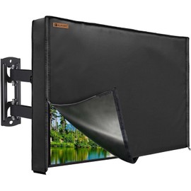 IC ICLOVER Outdoor TV Cover 70-75", 600D Heavy Duty 4 Season Weatherproof TV Screen Protector with Waterproof Zipper & Remote Control Pocket, Outside Television Cover for LED, LCD, OLED TVs