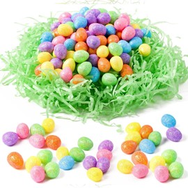 80 pieces mini Easter eggs, Easter eggs with glitter foam, Easter decoration eggs confetti colourful, small craft colourful, for table decoration, Easter glitter, small Easter decoration, confetti egg