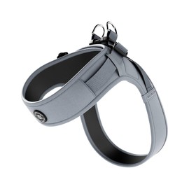 BullyBillows Boomerang Harness, Non-Restrictive, Lightweight, Easy to Put on and Take Off, High Quality Dog Harness with Velcro Fastening Grey