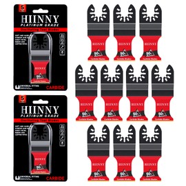 Hiinny Carbide Oscillating Tool Blades,Heary Duty for Hard Material,Professional Universal Oscillating Saw Blades,Quick Release for Hard Metal, Nails, Bolts and Screws, 10-Pack