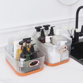 VECELO Storage Box, Storage Case, Set of 2, Width 11.4 x Depth 8.5 x Height 3.9 inches (29 x 21.5 x 10 cm), Finished Product, Durable, Small, Desk Storage, Cosmetics, Tabletop, Small Items, Storage