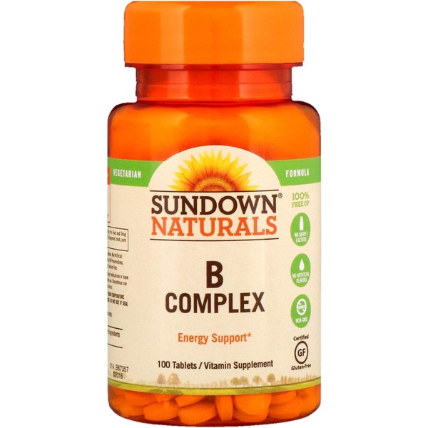 Sundown Naturals Vitamin B Complex, 100 Tablets each (Value Pack of 2)