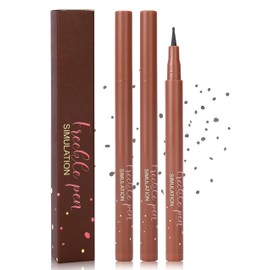 Erinde 2PCS Liquid Freckle Pen Waterproof, Natural Lifelike Fake Face Freckles Makeup, Long Lasting Quick Dry Faux Freckle Stamp Soft Dot Sopt Freck Pen, Gray
