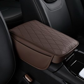 Upgraded Car Center Console Cover, 2 Side Storage Pockets bags, Premium Microfiber Leather Armrest Pad, Universal Fit for Most Vehicles, Essential for Driving, Comfortable Car Accessories, brown