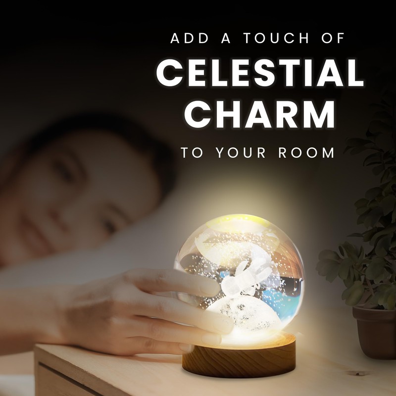 CUQOO 6cm 3D Astronaut Crystal Ball Night Light - LED