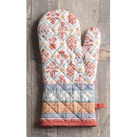 Maison d' Hermine Oven Mitts + Pot Holders 100% Cotton Heat Resistant Oven Mitt (19cm x 33cm) & Pot Holder (20cm x 20cm) Cooking Baking Grilling, Romane - Thanksgiving/Christmas