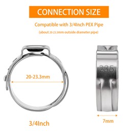 3/4 PEX Crimp Ring 30 PCS, PEX Cinch Clamps, 304 Stainless Steel Single Ear Hose PEX Fitting Clamps