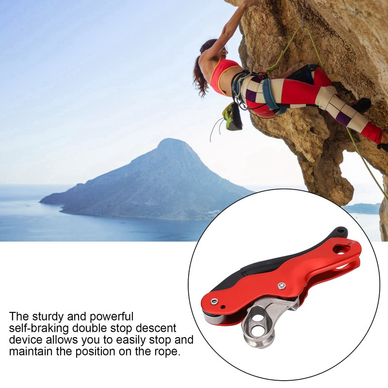 Aluminum Magnalium Alloy Self‑Braking Stop Descender for 10‑12mm Rope Climbing